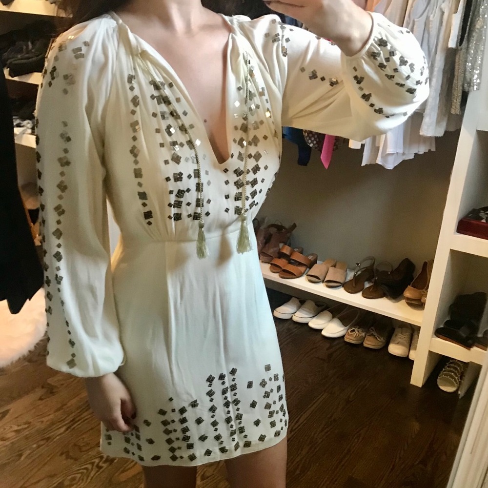 Free people long sleeve cutout back dress